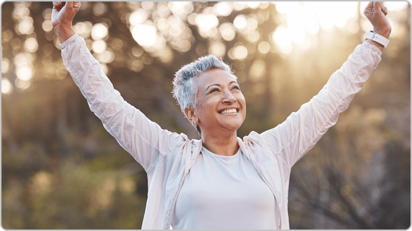 Older Woman Arms Raised Metabolic